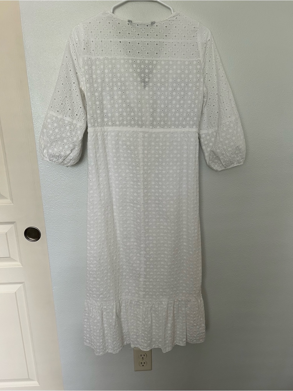 Zara | White Openwork Embroidered Eyelet Midi Dress | Size XS - Picture 8 of 9